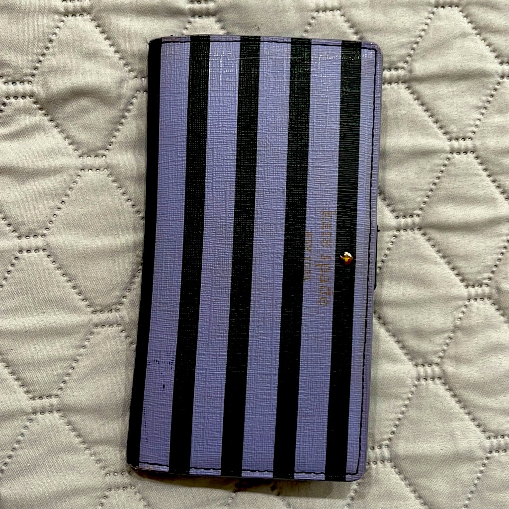 Super Cute Purple And Black Striped Kate Spade Wallet!